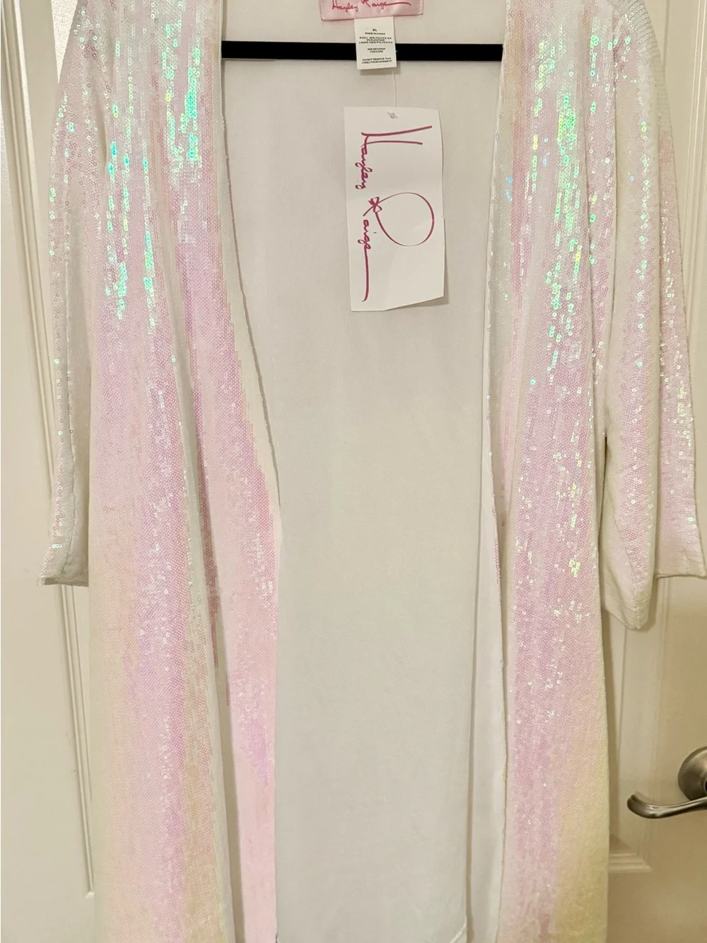 NWT Hayley Paige Sparkle Squad Iridescent Sequin Robe XL Bridal Bride Bridesmaid
